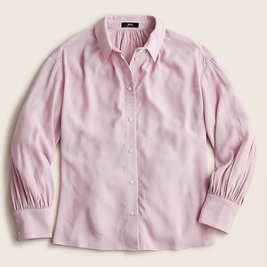NWT J. Crew sz XS X-small Pink Rose Drapey Gathered Button-Up Office wear Shirt